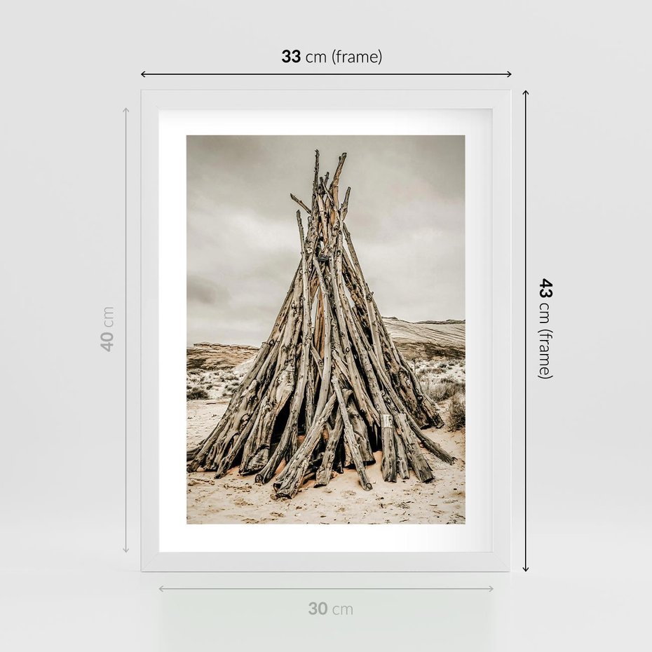 Plakat w ramie 30x40 - Ciepło Przeszłości - retro fotograia, odcienie sepii - rama biała