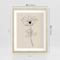 Plakat w ramie 40x50 - Przenikający Dialog - szkic kwiatu, mnimalistyczny szkic - rama drewno