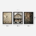 Zestaw obrazy w ramie 40x50 galeria - Górska, chatka, drewno, przytulnie - rama czarna
