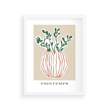 Plakat w ramie 30x40 - Boho Refleksje Natury - gałązki w wazonie, typografia - rama biała