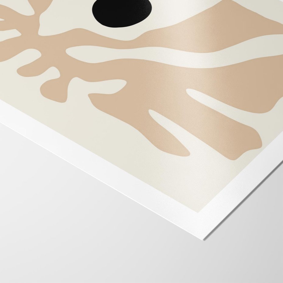 Plakat bez ramy 40x50 - Eksploracja Abstrakcji - beżowa absrakcyjna kompozycja, czarny akcent