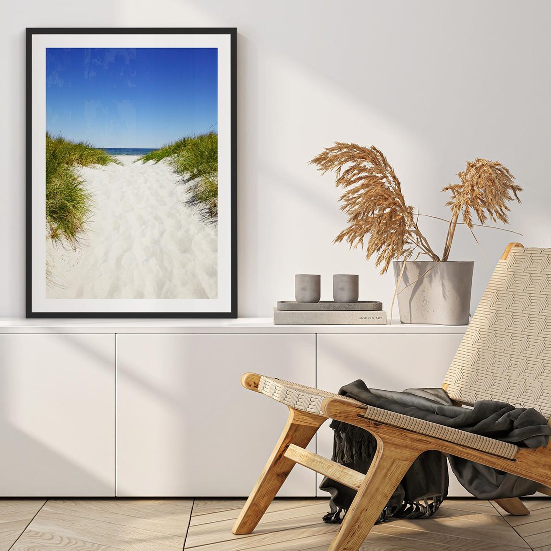 Plakat w ramie 50x70 - Relaks nad Morskimi Wzgórzami - plaża, wydmy - rama czarna