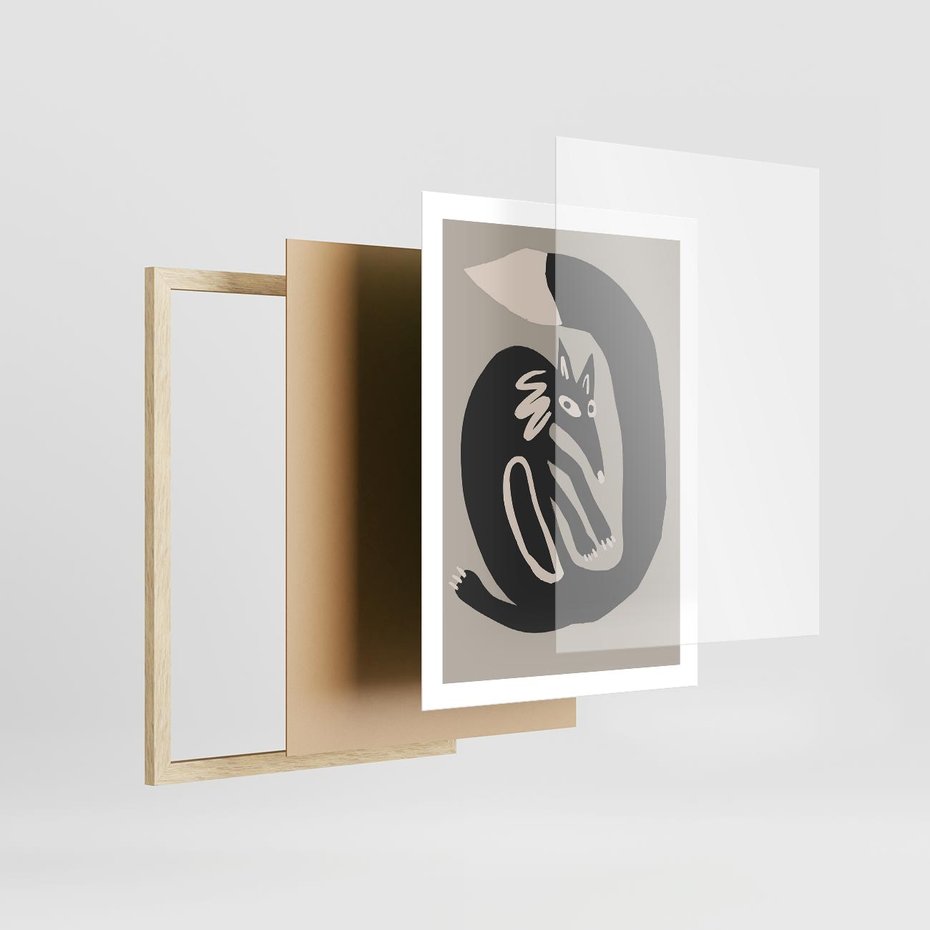 Plakat w ramie 50x70 - Migotliwe Echa Skandynawii - skandynawska sztuka, lis - rama drewno