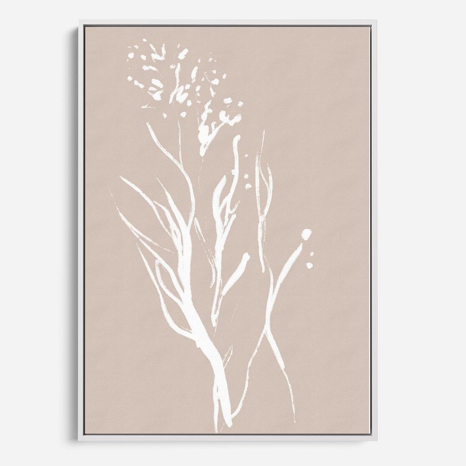 Obraz w ramie 50x70 - Impresje Pastelowych Nastrojów - minimalistyczny delikatny obraz, beżowe odcienie - rama biała