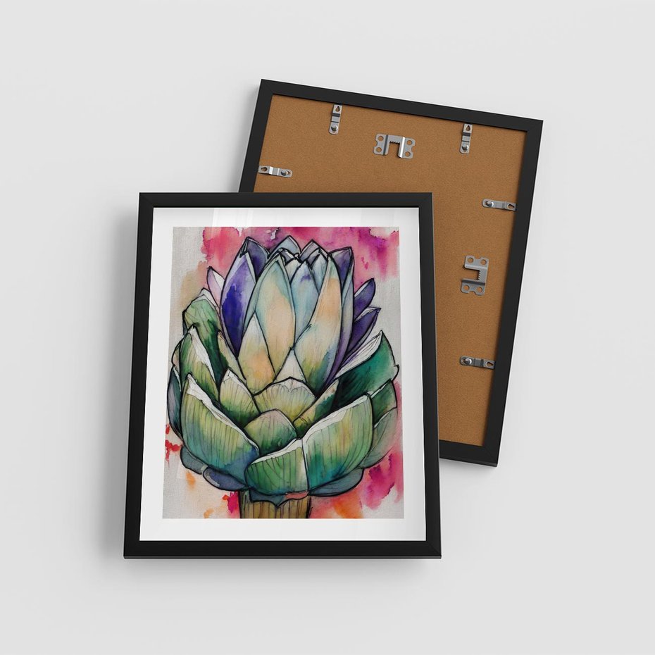 Plakat w ramie 40x50 - Estetyczna Roślina - abstrakcja, akwarela - rama czarna