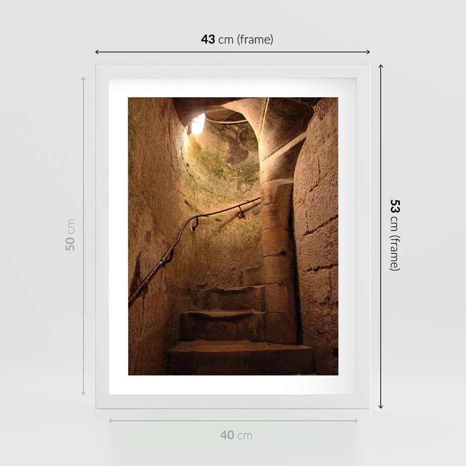 Plakat w ramie 40x50 - Perspektywa uliczki - uliczka, perspektywa - rama biała