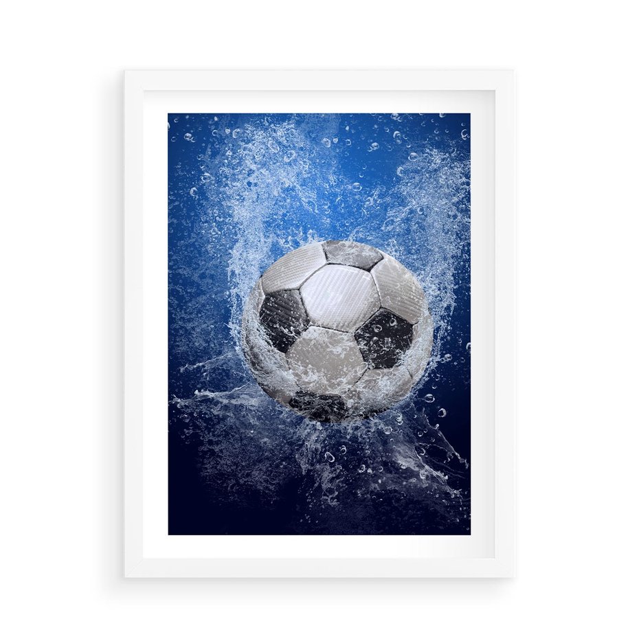 Plakat w ramie 50x70 - Młodzieżowy Zapał - piłka, młodzieżowy - rama biała