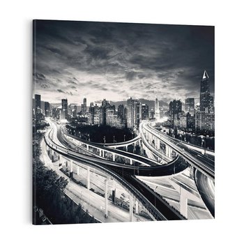 Obraz na płótnie 50x50 - Miejska Symfonia - miasto, nocą