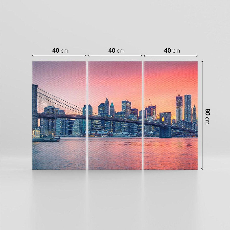 Obraz na płótnie 120x80 - Zachód słońca na moście w Nowym Jorku - zachód, słońca