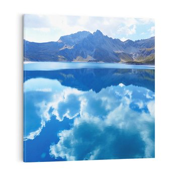 Obraz na płótnie 40x40 - Jezioro - Góry, chmury i niebo - jezioro, góry
