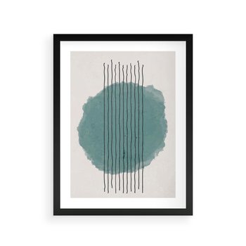 Plakat w ramie 50x70 - Podróżne Inspiracje - abstrakcyjna akwarelowa plama, nieregularne kreski - rama czarna