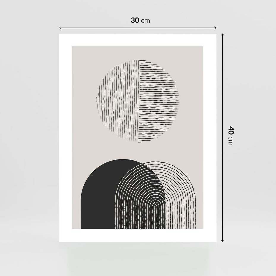 Plakat bez ramy 30x40 - Przenikająca Rzeczywistość - abstrakcyjna kompozycja, okręgi i półokręgi