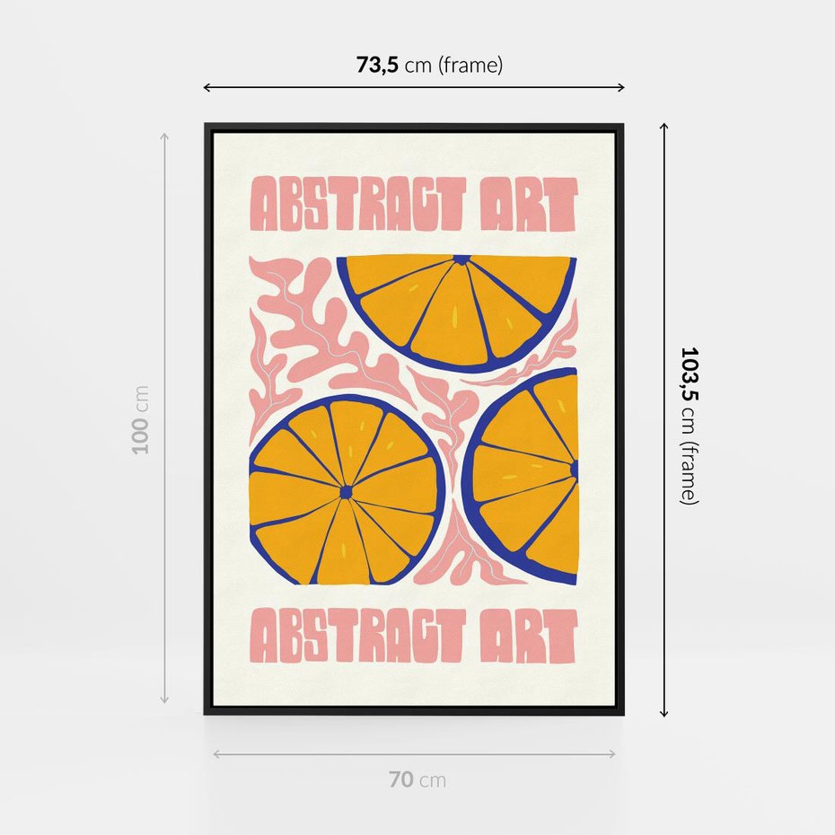 Obraz w ramie 70x100 - Podróżne Wizje - typografia, cytryny - rama czarna