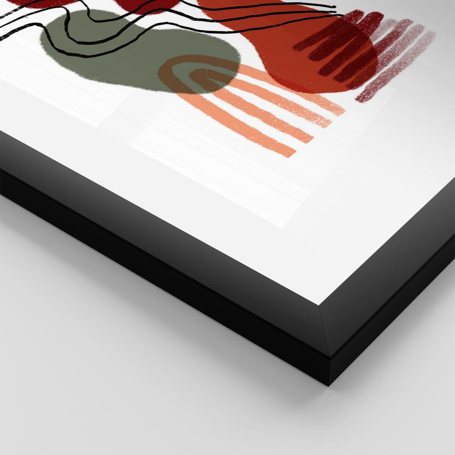 Plakat w ramie 40x50 - Boho Przenikanie - abstrakcyjna sztuka, boho kształty - rama czarna