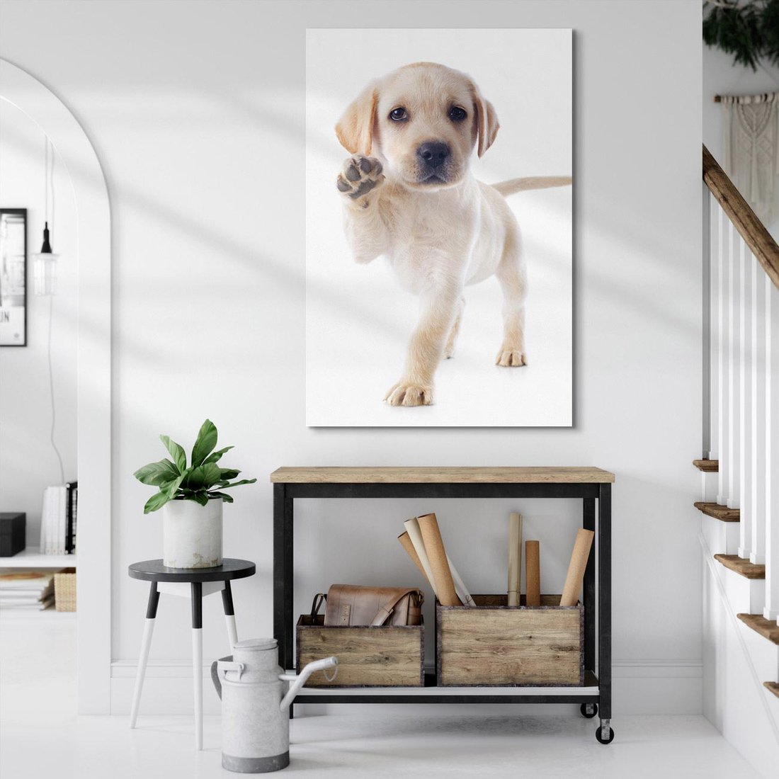 Obraz na płótnie 70x100 - Szczeniak pełen radości - piesek, szczeniak