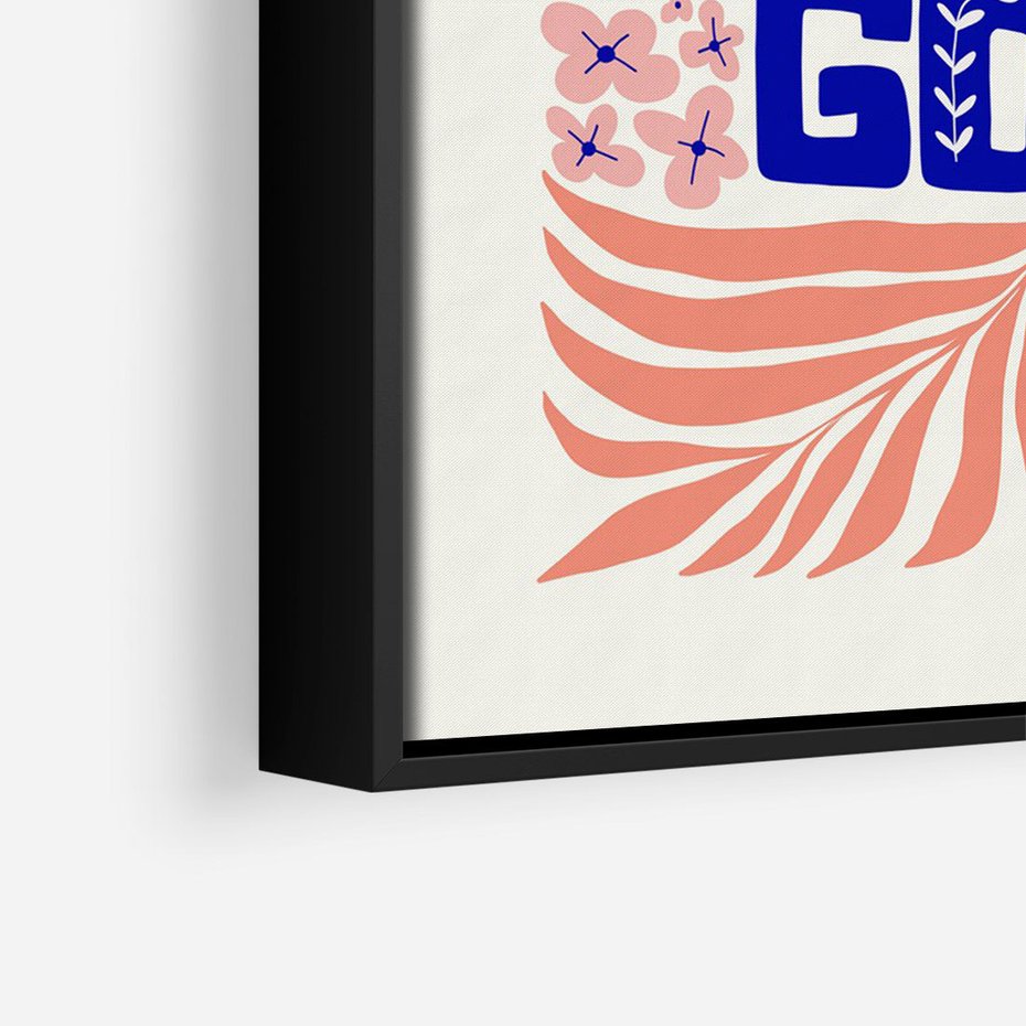 Obraz w ramie 50x70 - Bezgraniczne Formy - nowoczesna typografia, liście - rama czarna