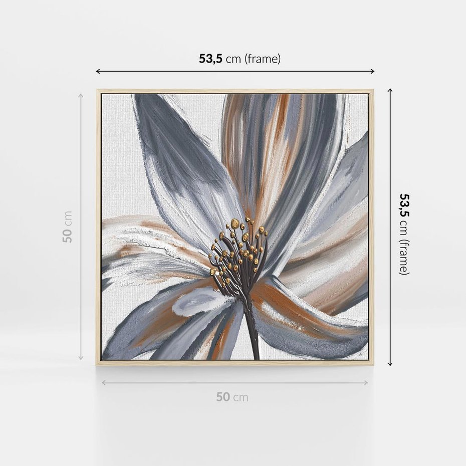 Obraz w ramie 50x50 - Olejne kwiaty - wyraz emocji - kwiaty, malowane - rama drewno