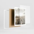 Plakat w ramie 40x50 - Łąka w Klimacie Sepii - suche trawy, łąka - rama biała