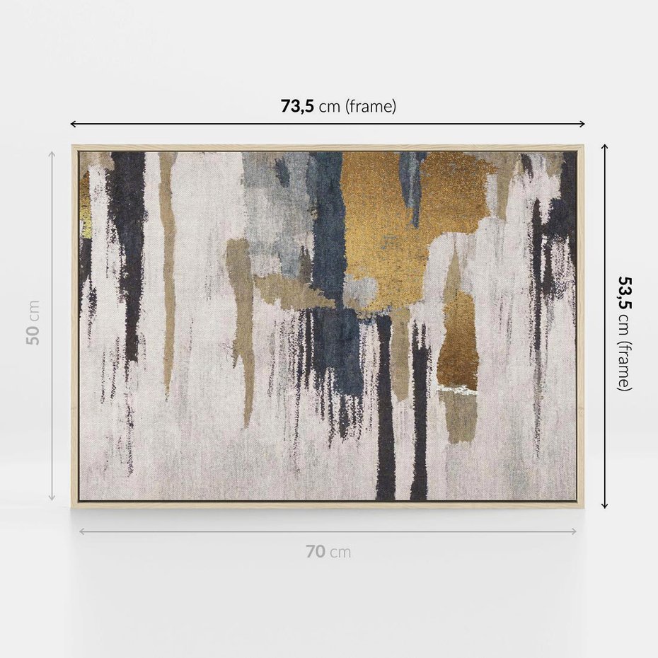 Obraz w ramie 70x50 - Odyseja w świetle i cieniu - abstrakcja, porysowana ściana - rama drewno