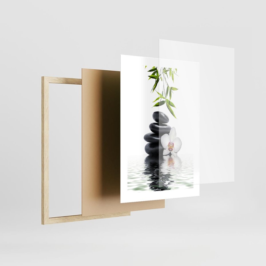 Plakat w ramie 30x40 - Orchidea w Spa - spa, orchidea - rama drewno