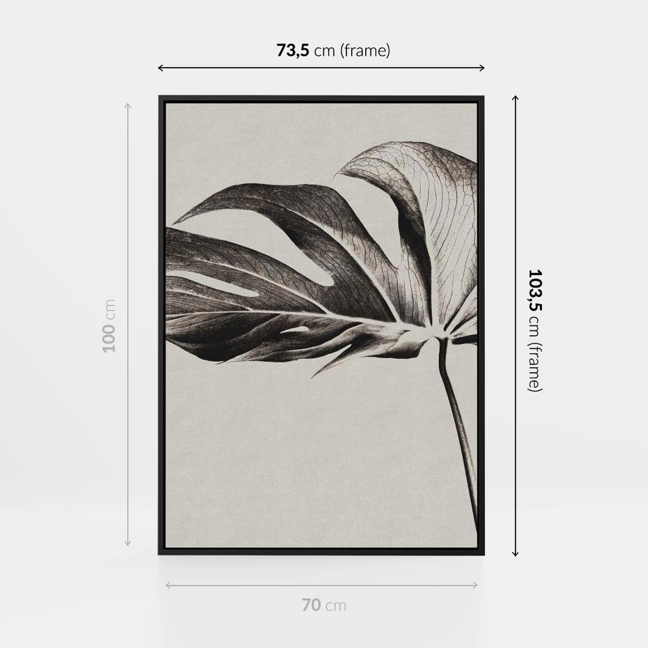 Obraz w ramie 70x100 - Szepczący Liść - szkic, czarno biały - rama czarna