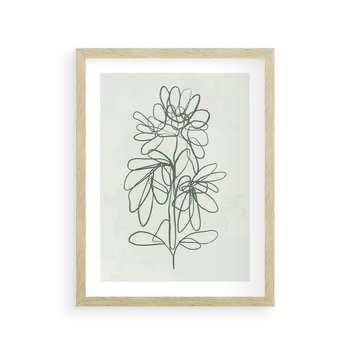 Plakat w ramie 30x40 - Spokojne Poddanie Naturze - zielony plakat, roślinne inspiracje - rama drewno