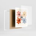 Plakat w ramie 40x50 - Taniec Akwareli - abstrakcyjne wielokolorowe kwiaty, minimalizm - rama biała