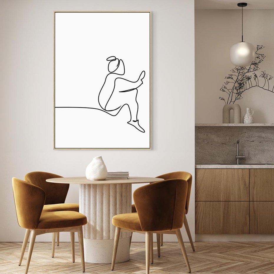 Obraz w ramie 80x120 - Linie Wewnętrznej Refleksji - line art, szkic - rama drewno