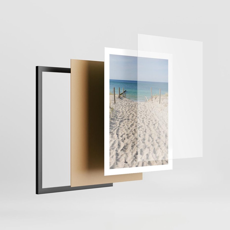 Plakat w ramie 50x70 - Harmonia plażowego morza - plaża, morze - rama czarna