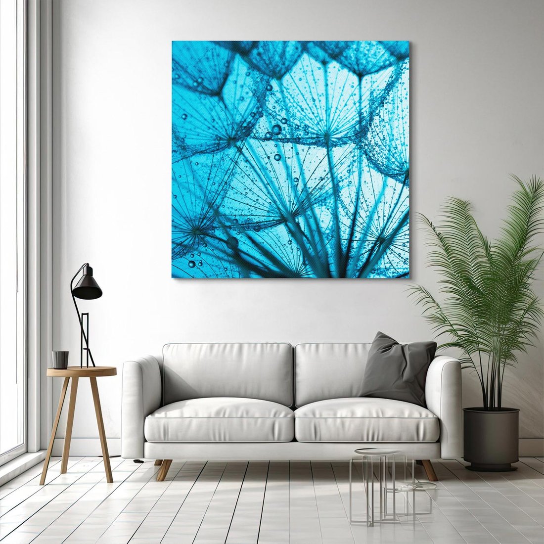 Obraz na płótnie 70x70 - Lekkość dmuchawca wśród kwiatów - dmuchawiec, kwiaty