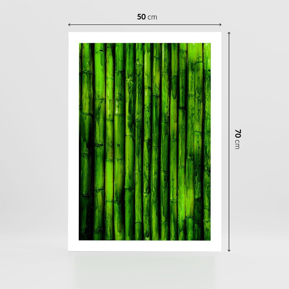 Plakat bez ramy 50x70 - Bambusowy urok zielonej harmonii - bambus, zieleń