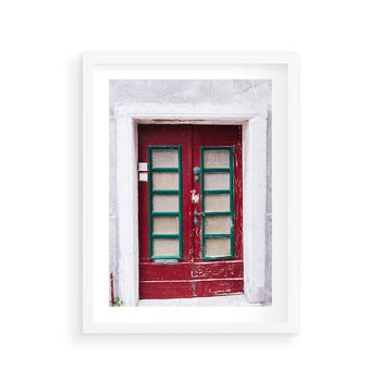 Plakat w ramie 40x50 - Retro Przez Drzwi - drzwi, retro - rama biała