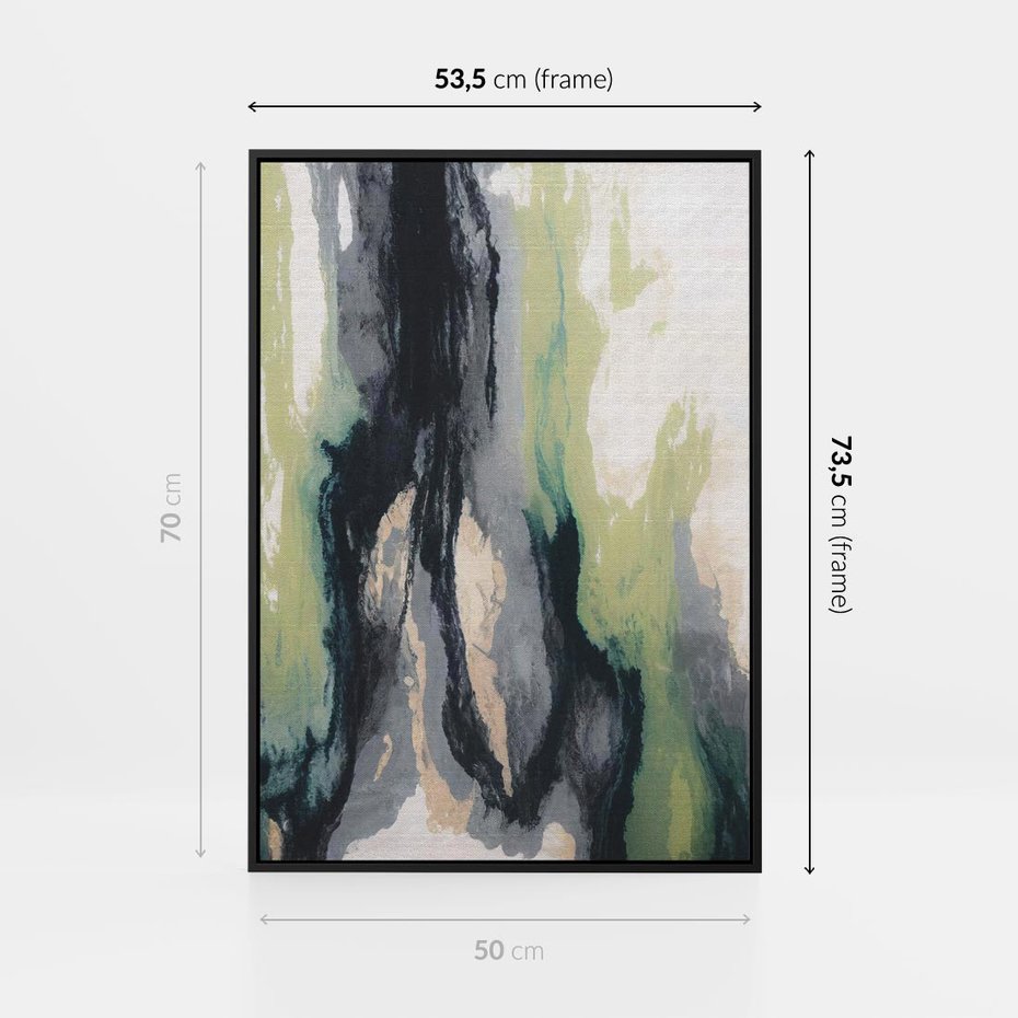 Obraz w ramie 50x70 - Sfumowane zmysły artysty - rozmyte kolory, zieleń - rama czarna