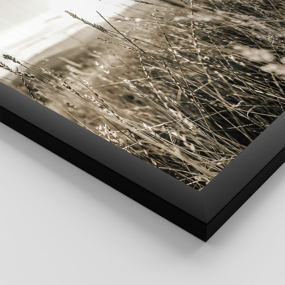 Zestaw obrazy w ramie 50x70 galeria - Domki, pola, łąki, w, sepii - rama czarna