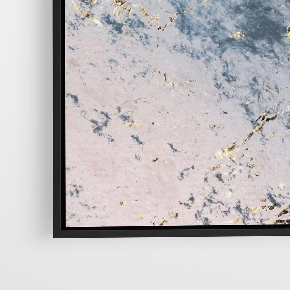 Obraz w ramie 50x50 - Elegancja i Wyrafinowanie - marmur, złoto - rama czarna