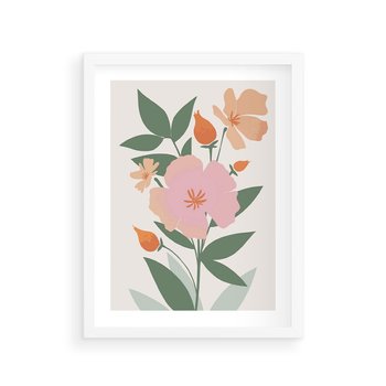 Plakat w ramie 30x40 - Kwiatowe Nastroje - kwiat, sztuka nowoczesna - rama biała