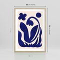 Plakat w ramie 50x70 - Bezgraniczne Echa Serca - abstrakcyjny obraz plakat, dziwne niebieskie kształty przypominają kwiat - rama drewno