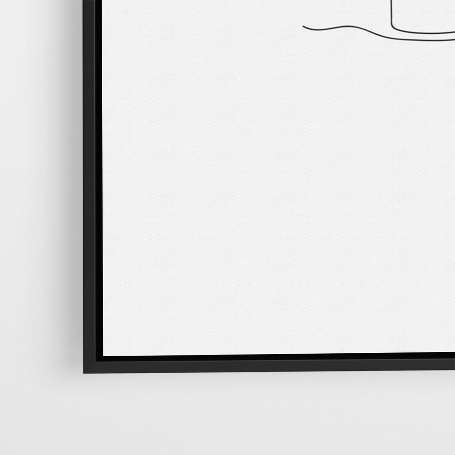 Obraz w ramie 70x100 - Tajemnicza Harmonia - sztuka one line, monstera - rama czarna