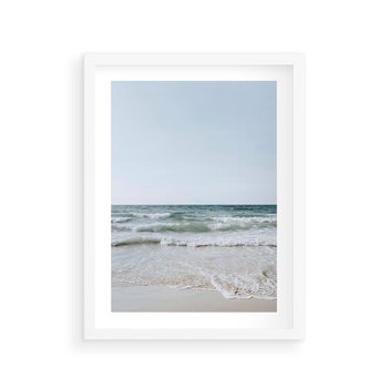 Plakat w ramie 40x50 - Spokój nad Brzegiem - plaża, morze - rama biała