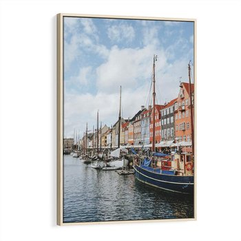 Obraz w ramie 80x120 - Wibracje Miejskiego Klimatu - Dania, Kopehaga - rama drewno