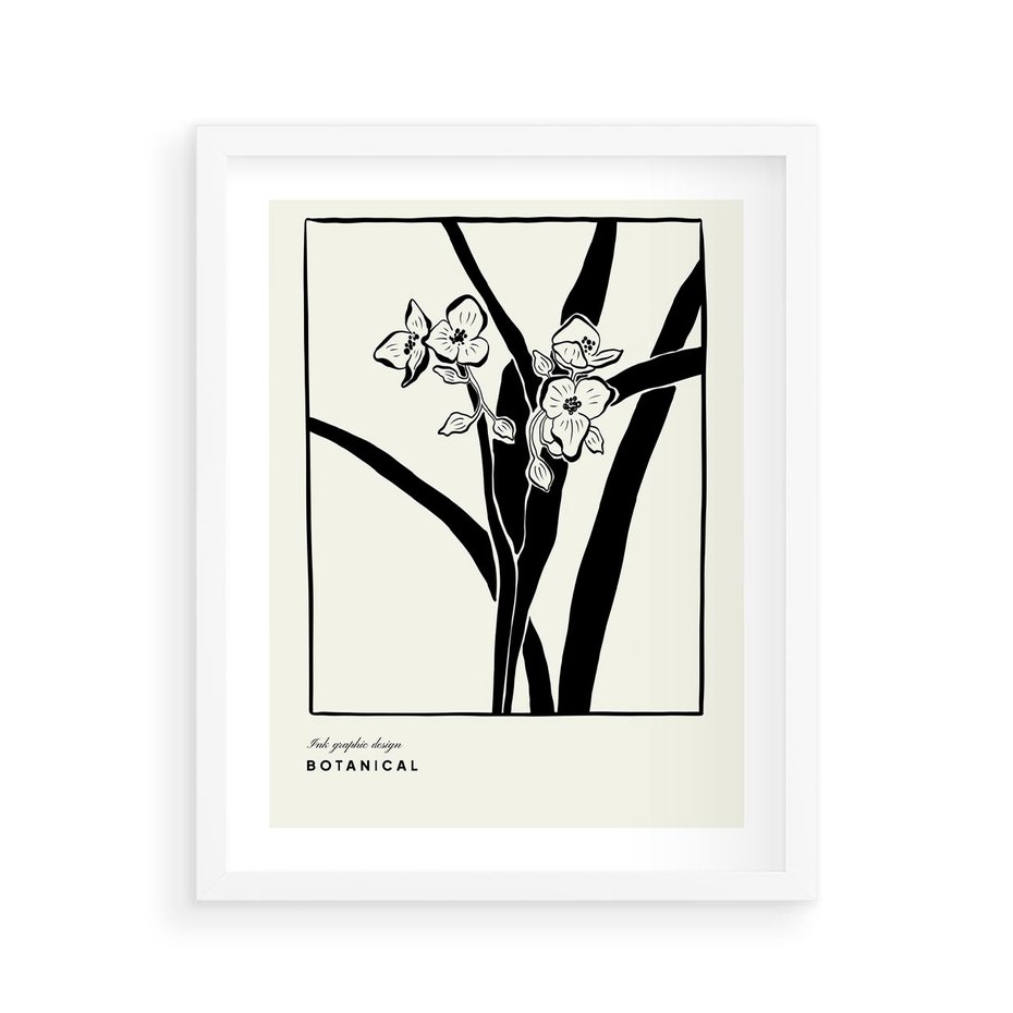 Plakat w ramie 40x50 - Symfonia kwiatowej ekspresji - kwiat, grafika - rama biała