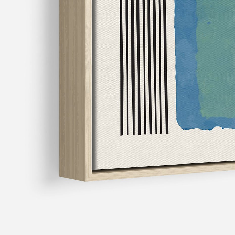 Obraz w ramie 50x70 - Kolorowe Spektrum - kolorowa geometria, prostokąty w intensywnych kształtach i czarne kreski - rama drewno