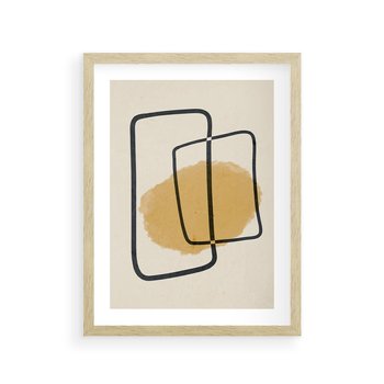 Plakat w ramie 50x70 - Rozkwitające Formy - abstrakcyjne nieregularne kształty, minimalistyczny plakat - rama drewno
