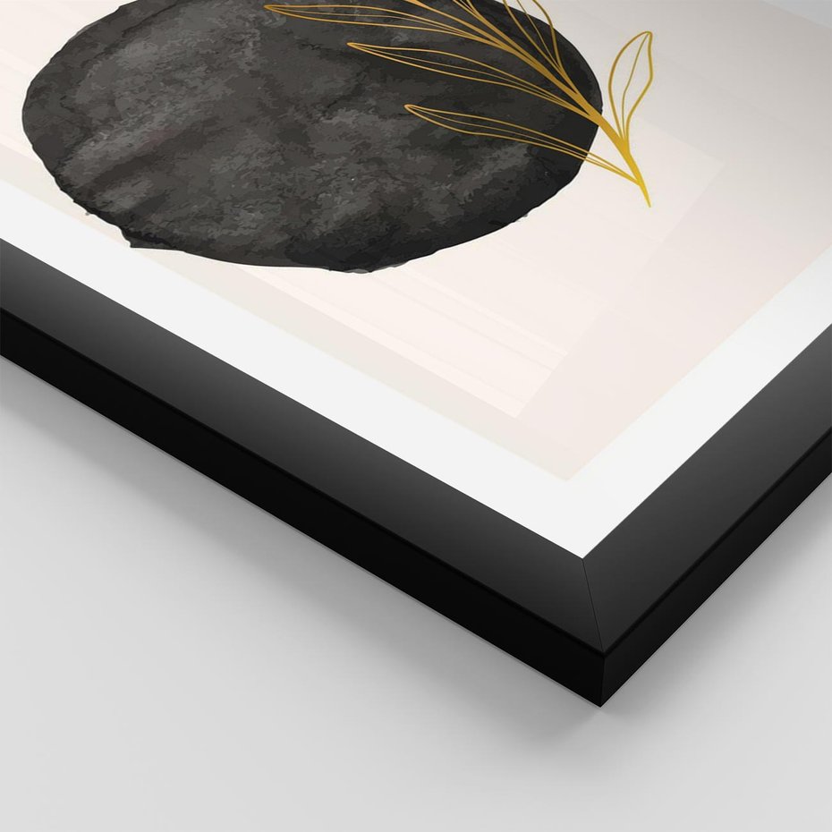 Plakat w ramie 40x50 - Kontrast Kształtów - minimalistyczna grafika, czarna plama - rama czarna