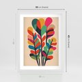 Plakat w ramie 30x40 - Symfonia Wzrokowych Impresji - abstrakcyjny kolorowy tęczowy obraz, inspiracje roślinne - rama biała