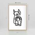 Plakat w ramie 50x70 - Portret Kociej Duszy - szkic kota, prymitywizm - rama drewno