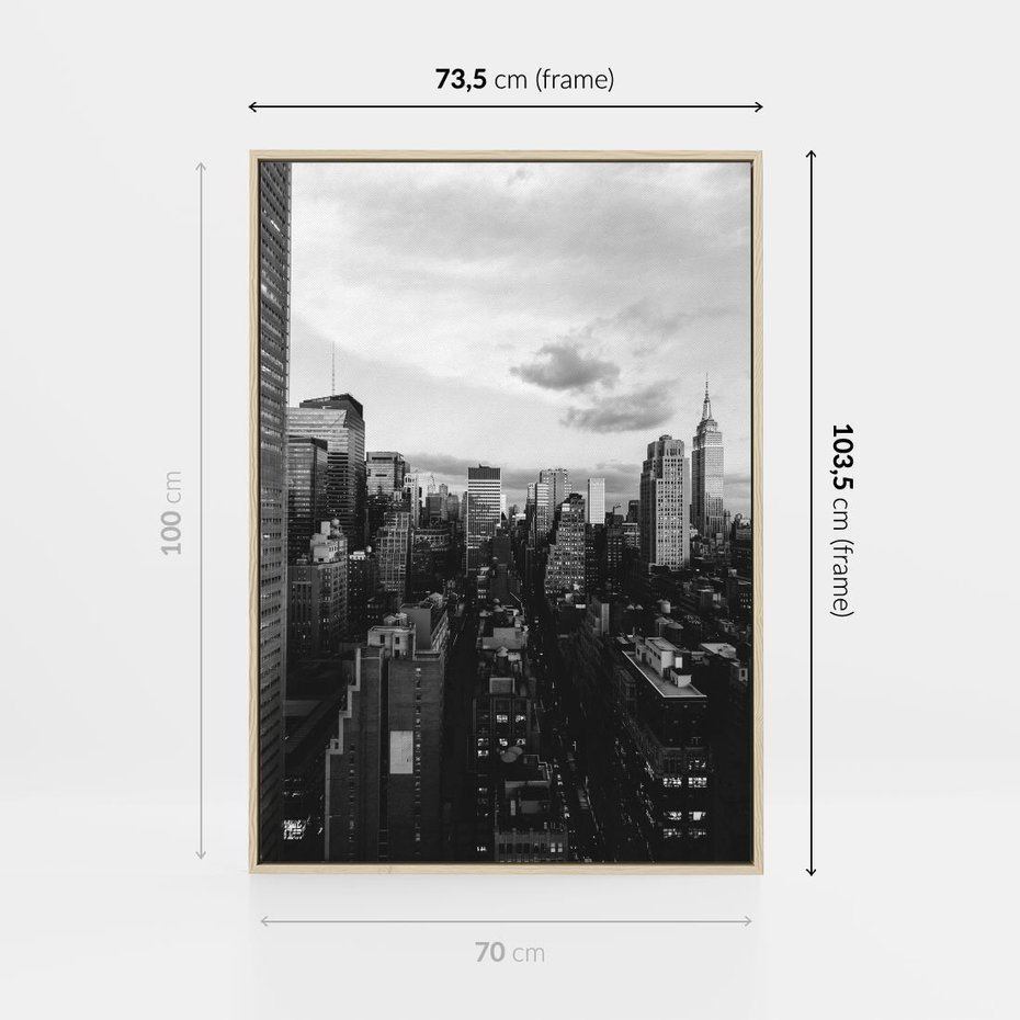 Obraz w ramie 70x100 - Wibracje Miejskiego Życia - miasto, wieżowce - rama drewno
