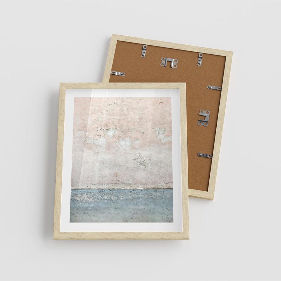 Plakat w ramie 40x50 - Obraz Starej Ściany z Delikatnymi Odcieniami - ściana, stara ściana - rama drewno