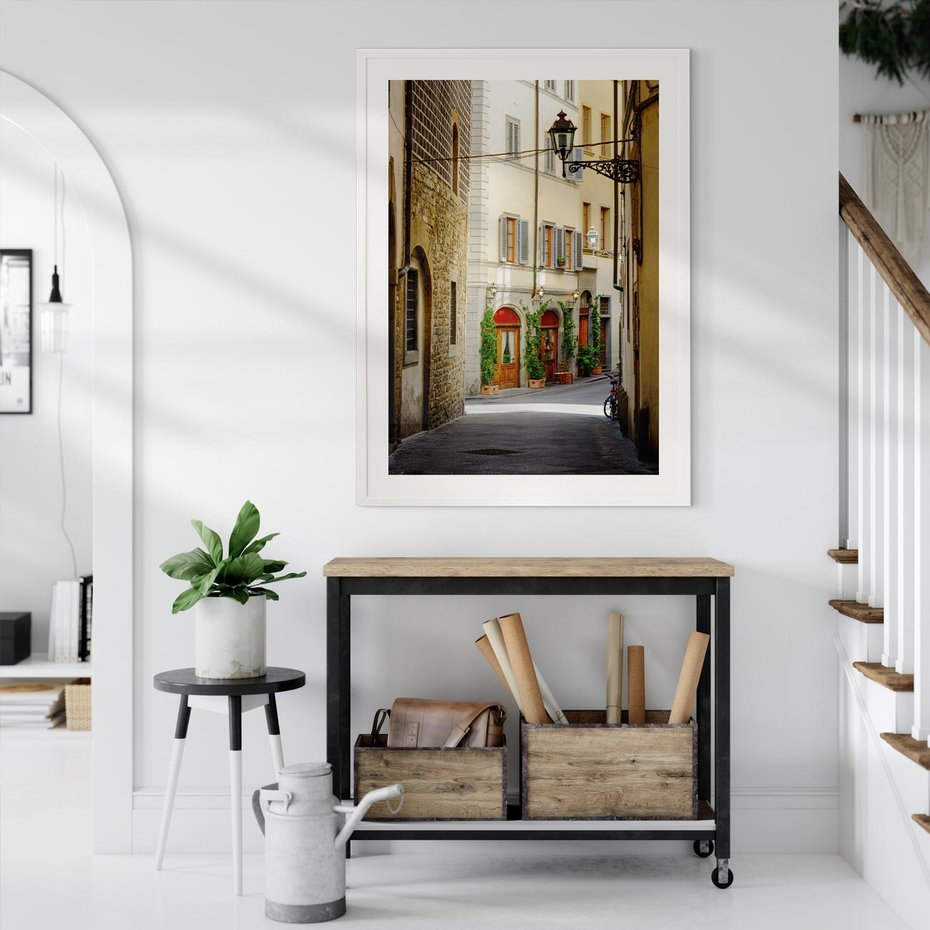 Plakat bez ramy 21x30 - Uliczka: perspektywa miejskiego krajobrazu - uliczka, perspektywa