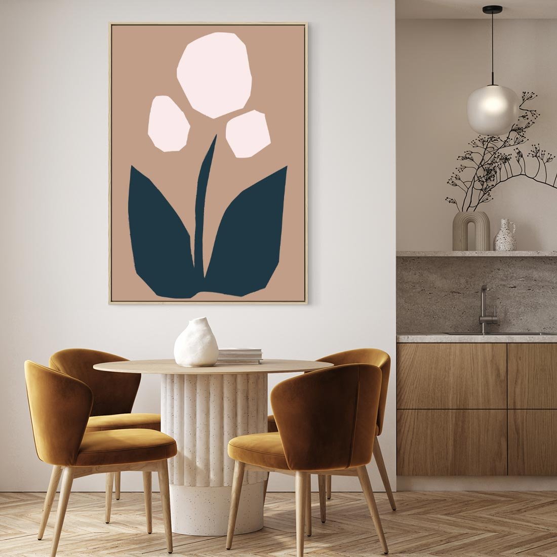 Obraz w ramie 80x120 - Refleksje Boho Przyrody - abstrakcyjny obraz, plakat - rama drewno